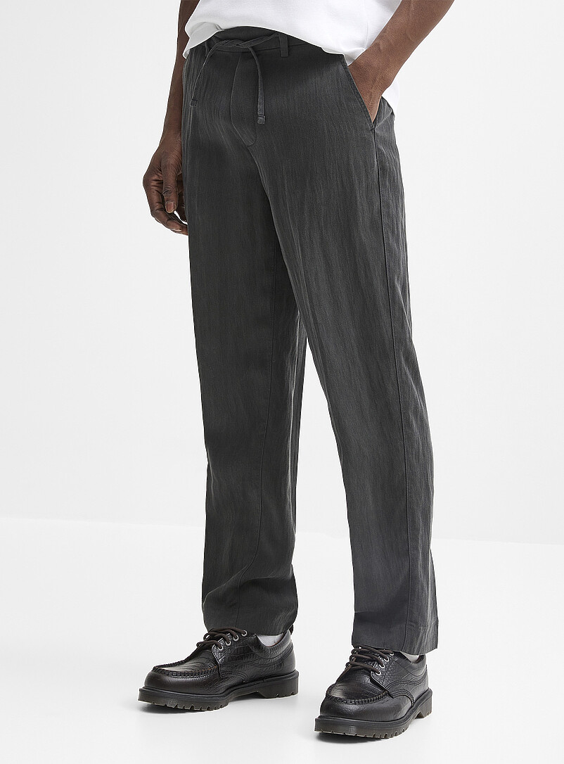 Jack & Jones Black Comfort-waist soft pant <b>Loose fit</b> for men