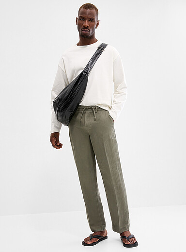 Jack & Jones: Le pantalon souple taille confort <b>Coupe ample</b> Vert fonc&eacute; - Mousse pour homme