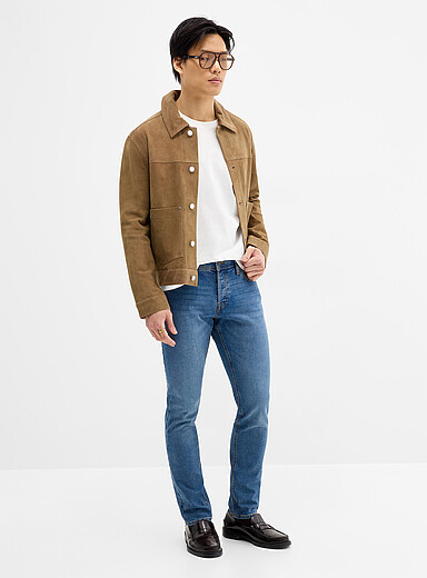 Jack & Jones: Le jean bleu moyen Glenn <b>Coupe &eacute;troite</b> Bleu pour homme