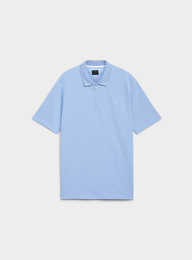 Jack & Jones Mossy Green Zip-neck jersey polo for men