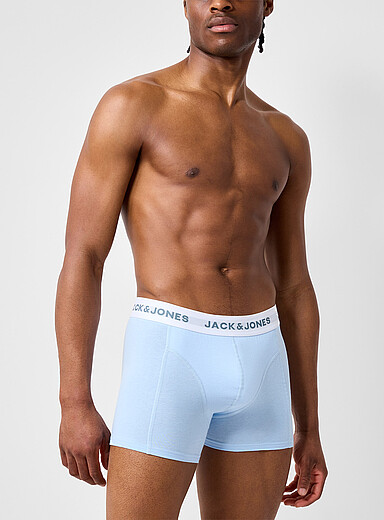 Jack & Jones Baby Blue 3" comfortable contrast-waist trunk Organic cotton for men