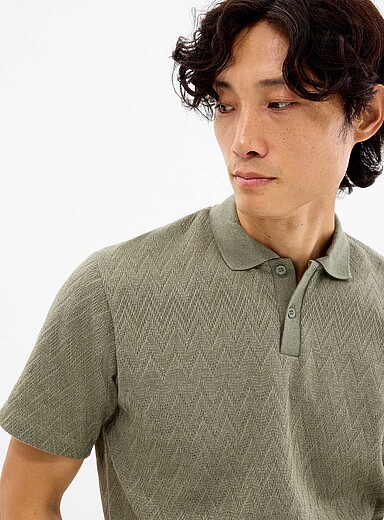 Chevron jacquard polo