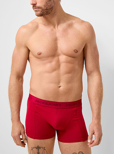 Jack & Jones Red 3" solid comfort trunk Cotton for men
