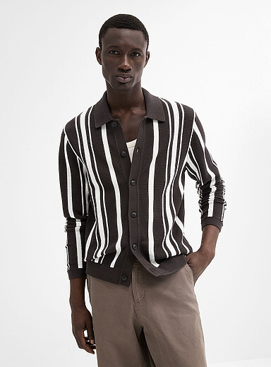 Jack & Jones: Le cardigan col polo rayures verticales Assorti pour homme