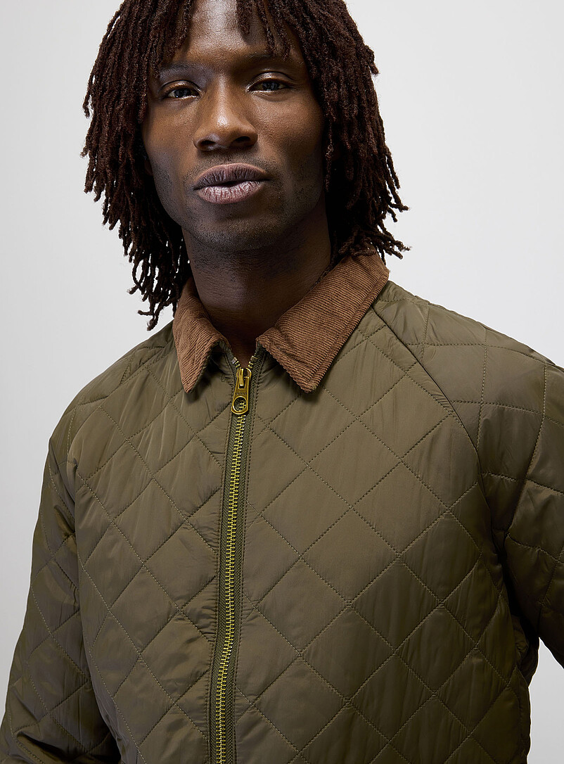ジャケット・アウター STONE  Cotton Resin Coated Zipped Buy Stone Canvas Worker Jacket with Corduroy Collar from Next Canada ジャケット・アウター