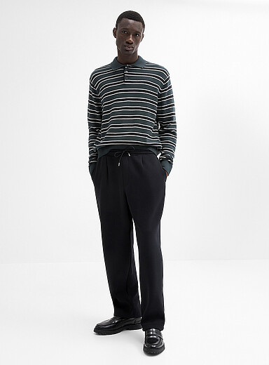 Jack & Jones Black Fleece-lined barrel pant for men