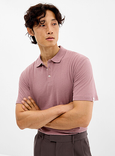Jack & Jones Mauve Linen-blend jersey polo for men