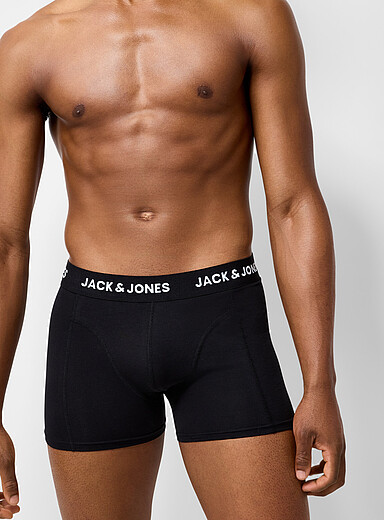 Jack & Jones Black 3.5" white-logo trunk Organic cotton for men