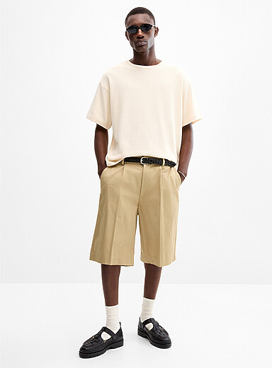 Jack & Jones Light Brown Pleated chino Bermudas for men