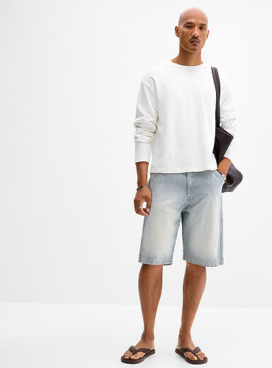 Le bermuda denim rayure ouvrier