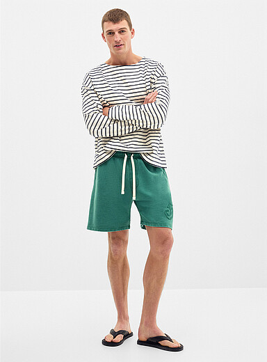Muted colour terry-lined short