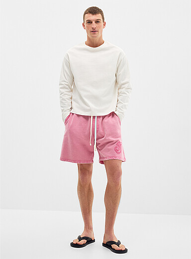 Muted colour terry-lined short