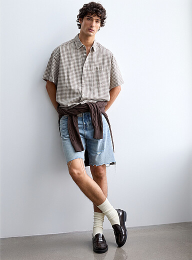 Jack & Jones Slate Blue Worn denim Bermudas for men