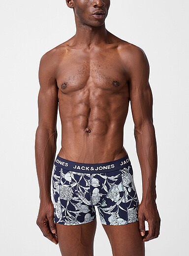 Jack & Jones Patterned Blue 3.5" stretch trunk Cotton for men
