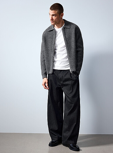 Jack & Jones Black Black pleated jean <b>Barrel fit</b> for men