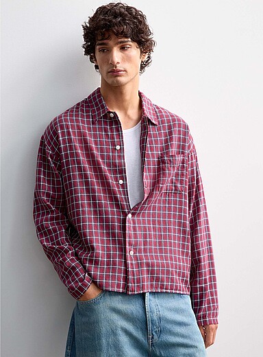 Jack & Jones Red Lightweight cotton check shirt for men