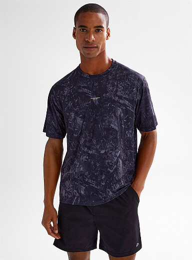 Micro-waffle marble-like print T-shirt