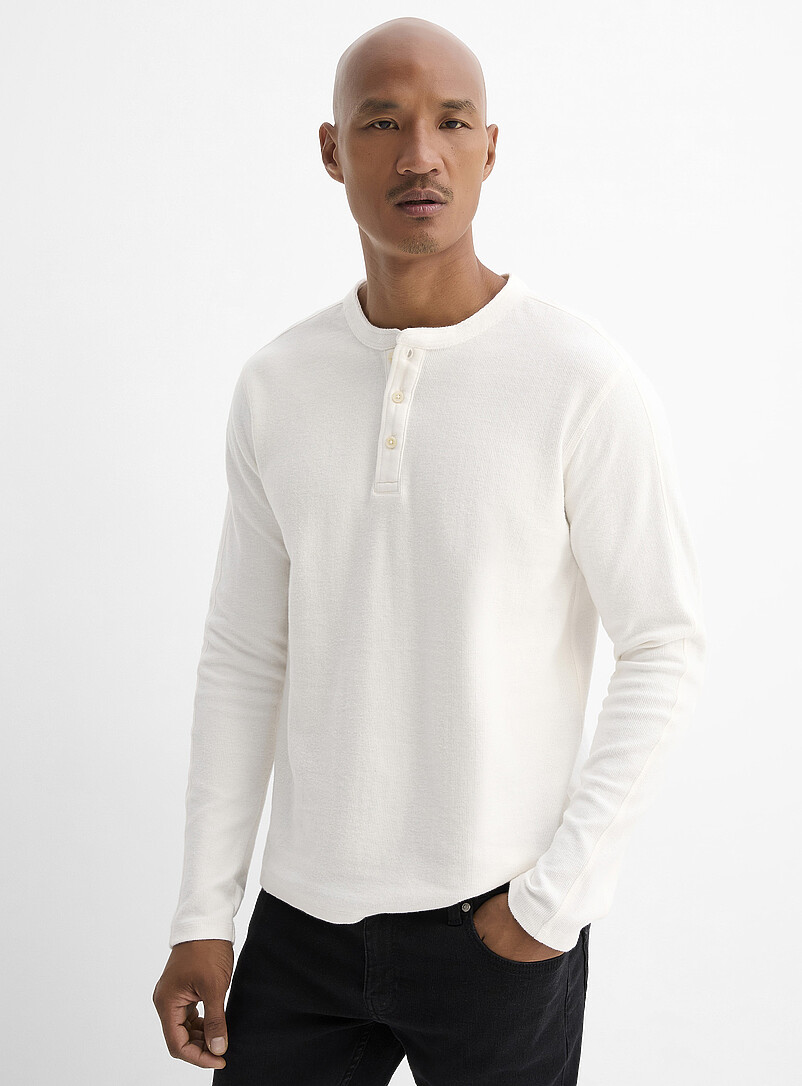 Velvety baby-rib Henley T-shirt | Jack & Jones | Shop Men's Long