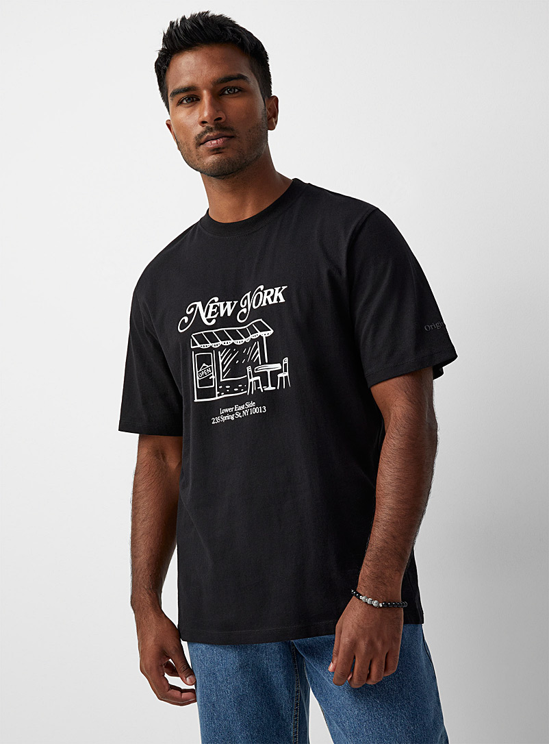 Jack & Jones: Le t-shirt café globe-trotteur Noir pour homme