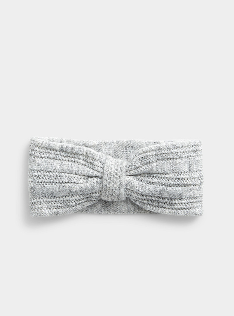 Only Light Grey Pointelle pattern knotted headband for women