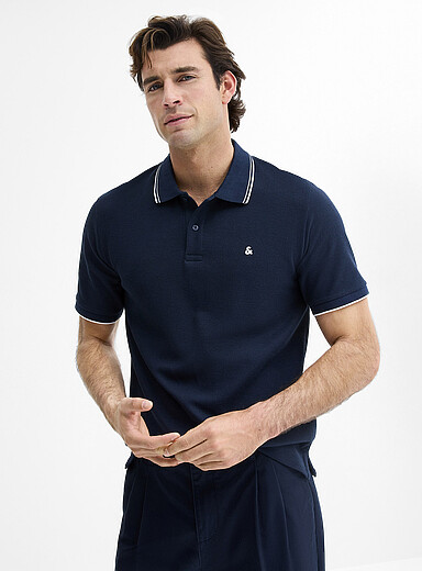 Waffle jersey polo