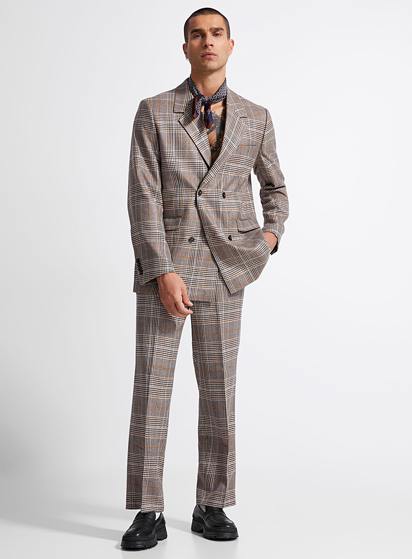 Jack & Jones Brown Ochre-accent plaid suit Semi-slim fit for men