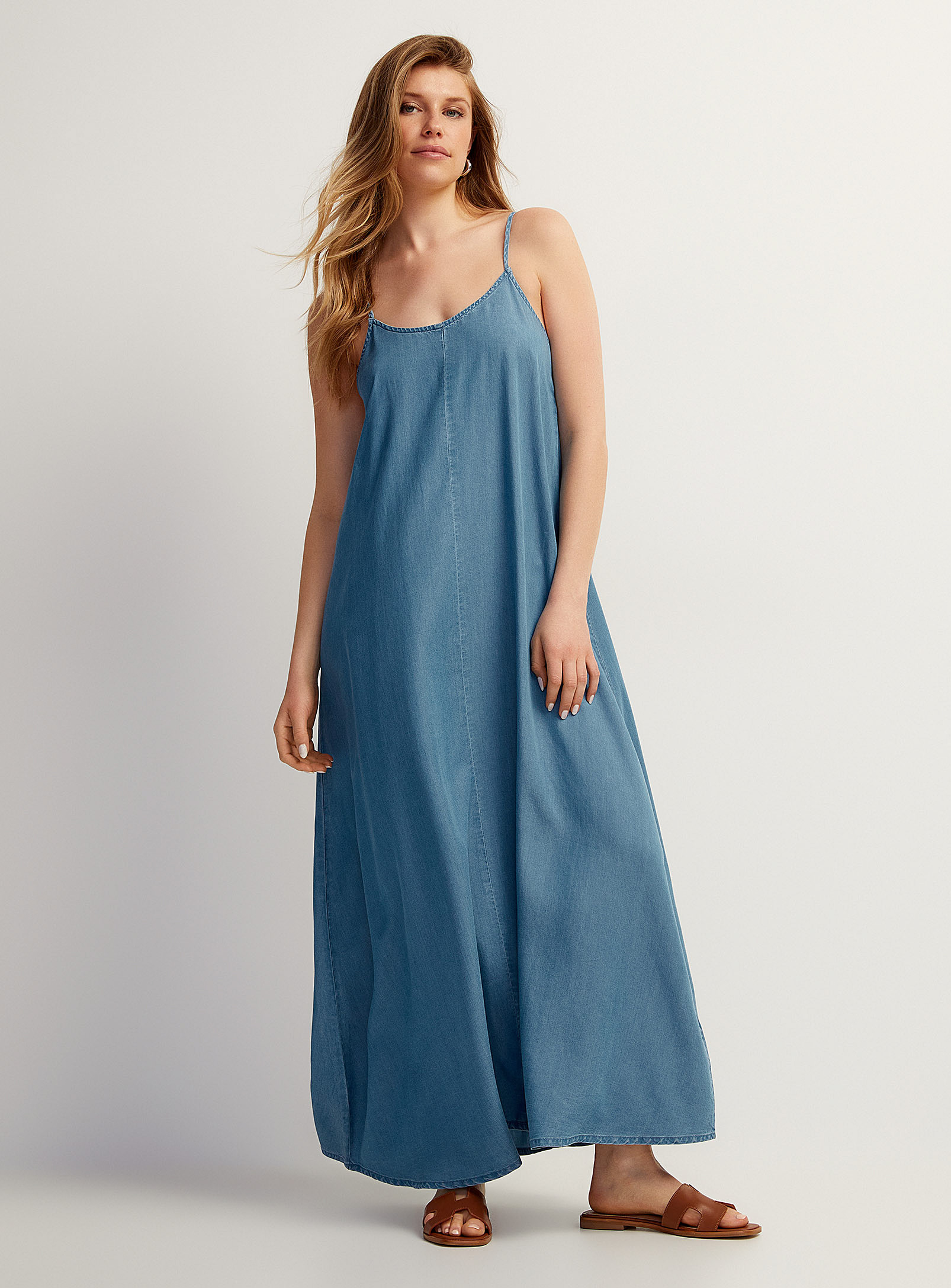 Vero Moda Supple Denim Maxi Dress In Blue