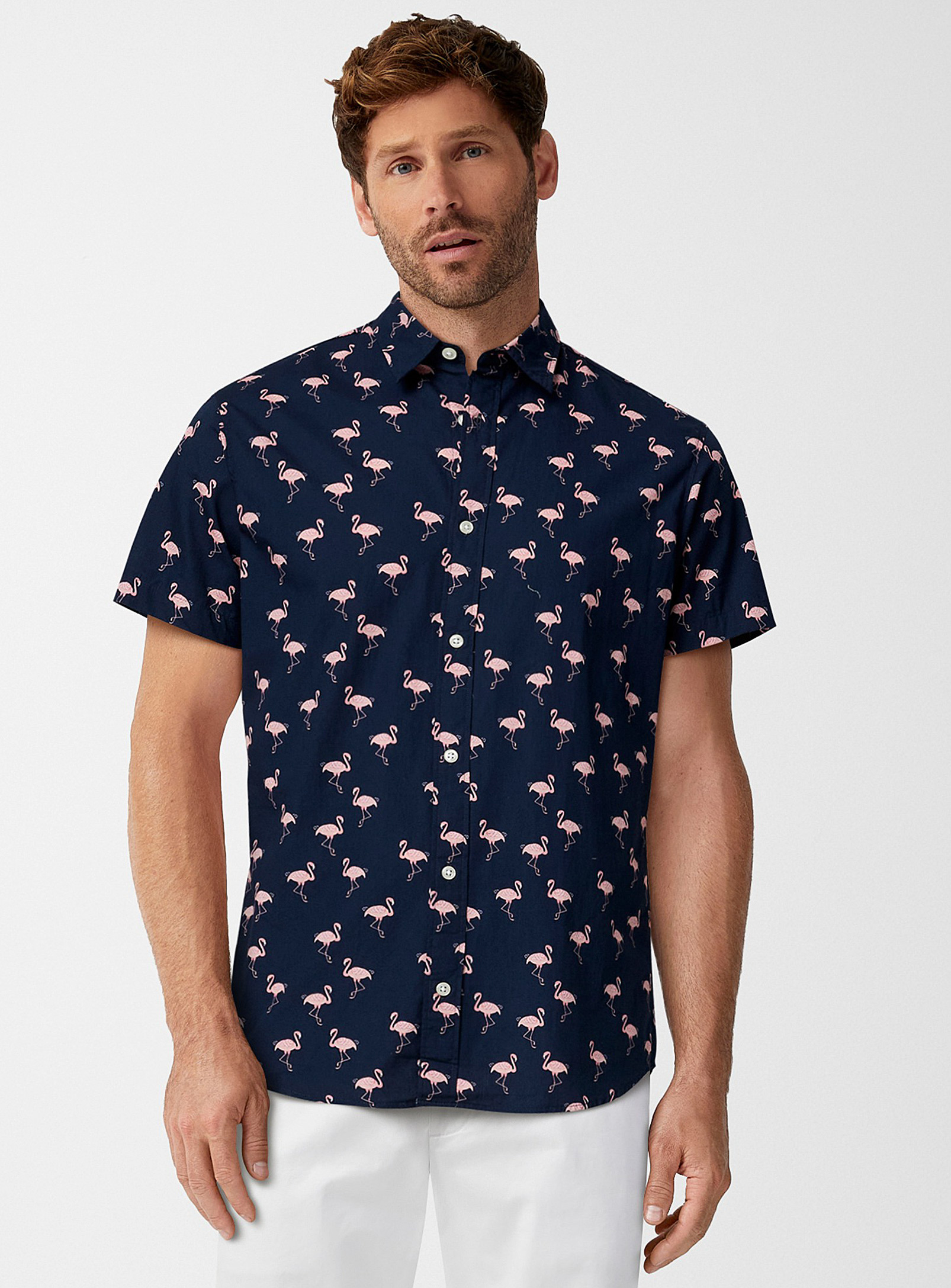 Jack & Jones Exotic Pattern Shirt In Navy/midnight Blue