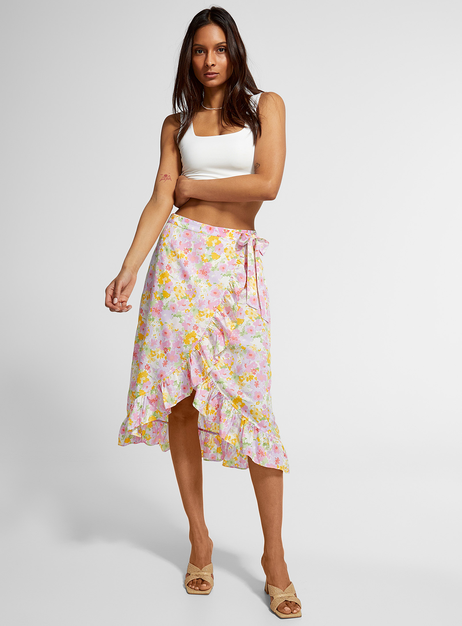 Skilt Bestil Nord Vero Moda Ruffled Wrap Skirt In Pink | ModeSens