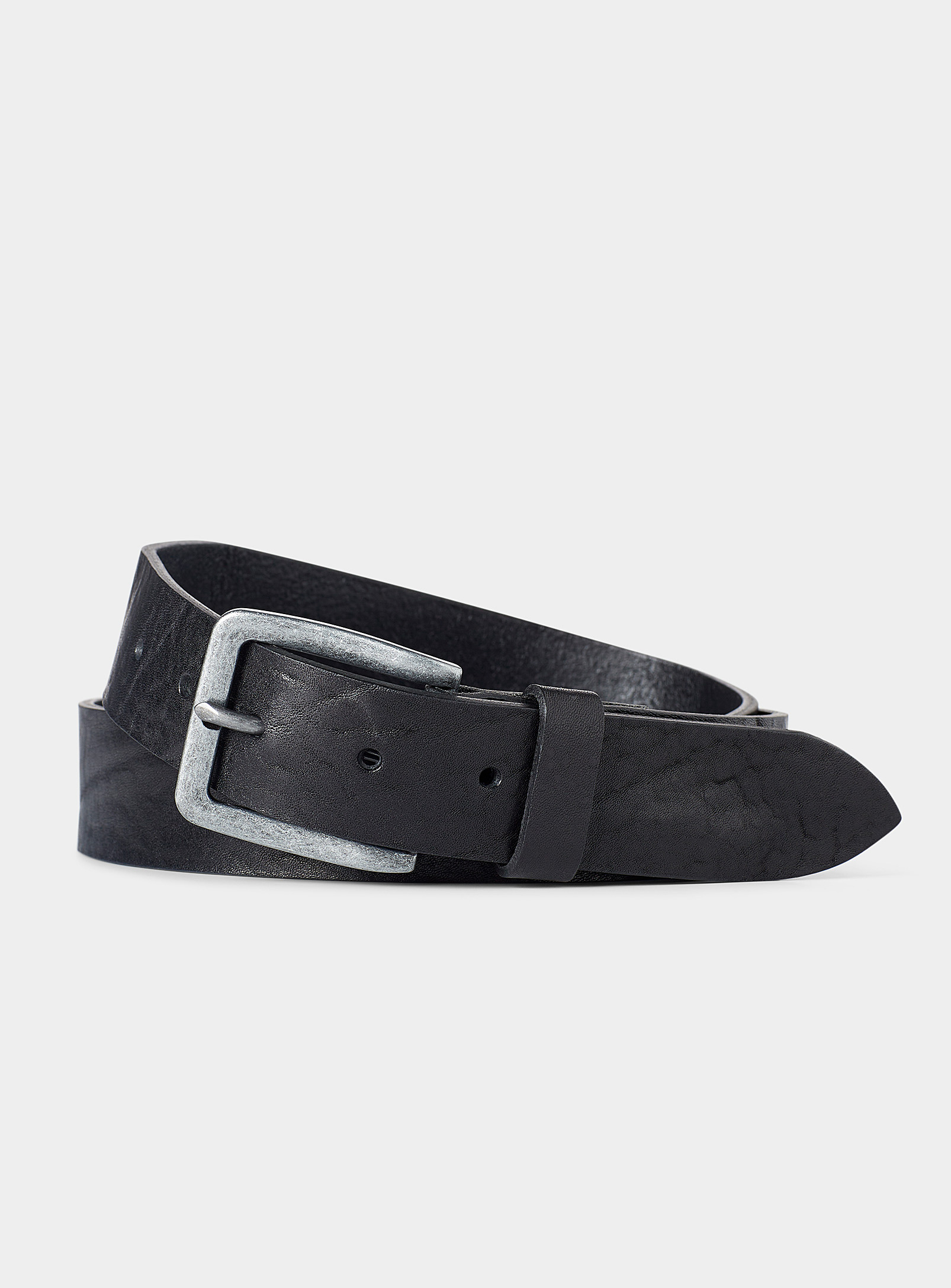 Jack & Jones Textured Genuine Leather Belt In Black