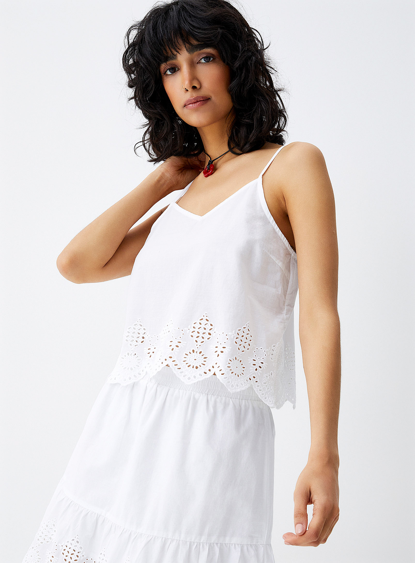 Only Broderie Anglaise Cami In White