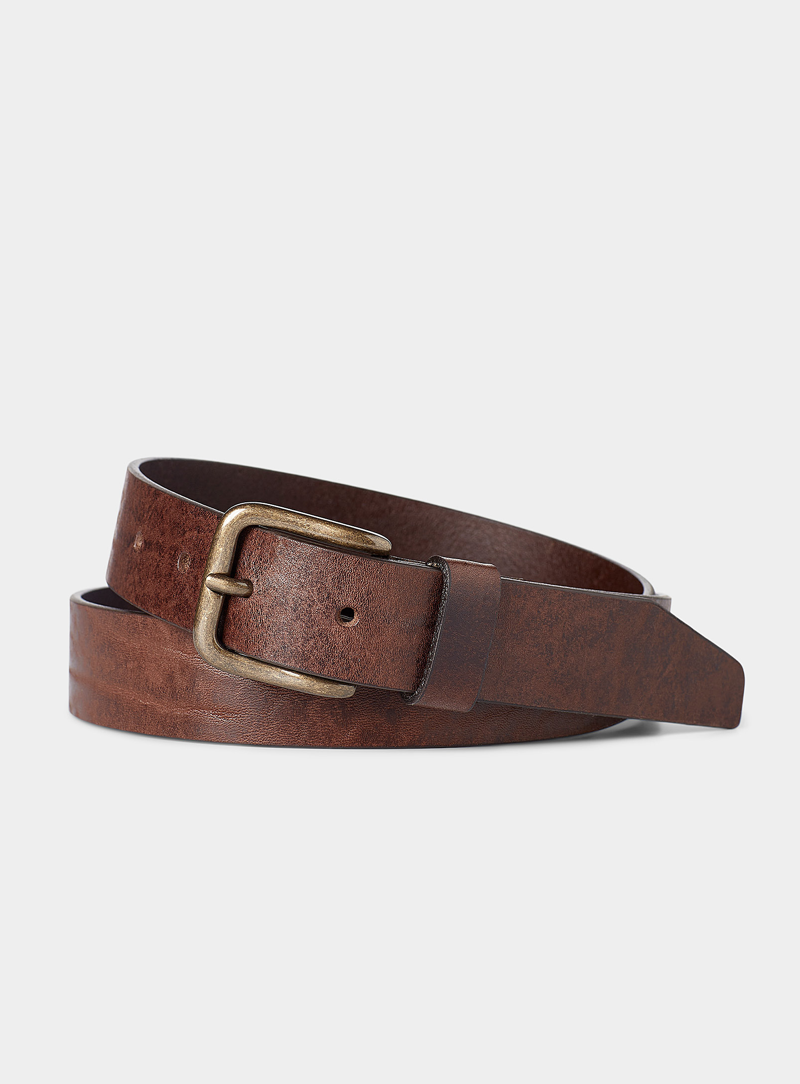 Jack & Jones Vintage-like Buckle Genuine Leather Belt In Chocolate/espresso