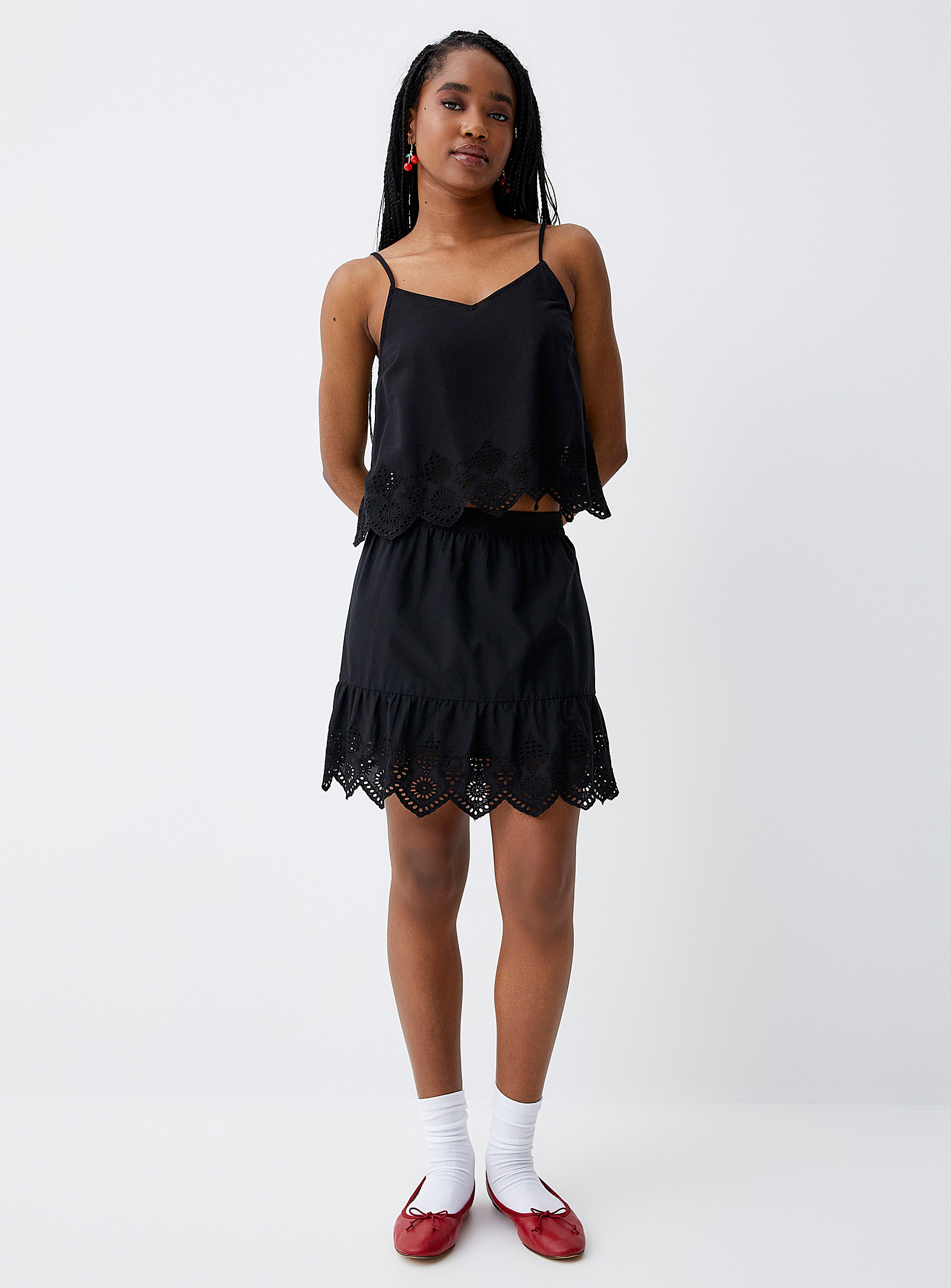 Only Broderie Anglaise Skirt In Black