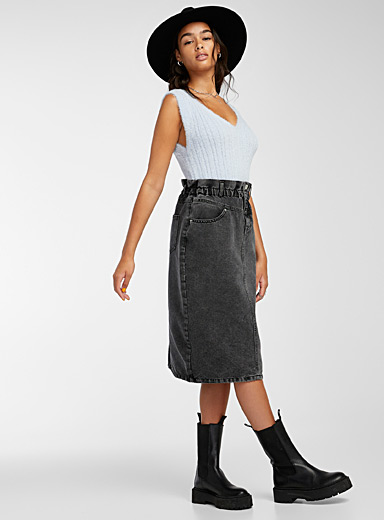 Elastic-waist denim midi skirt | Only | Women&#39;s Denim Skirts | Summer |  Simons