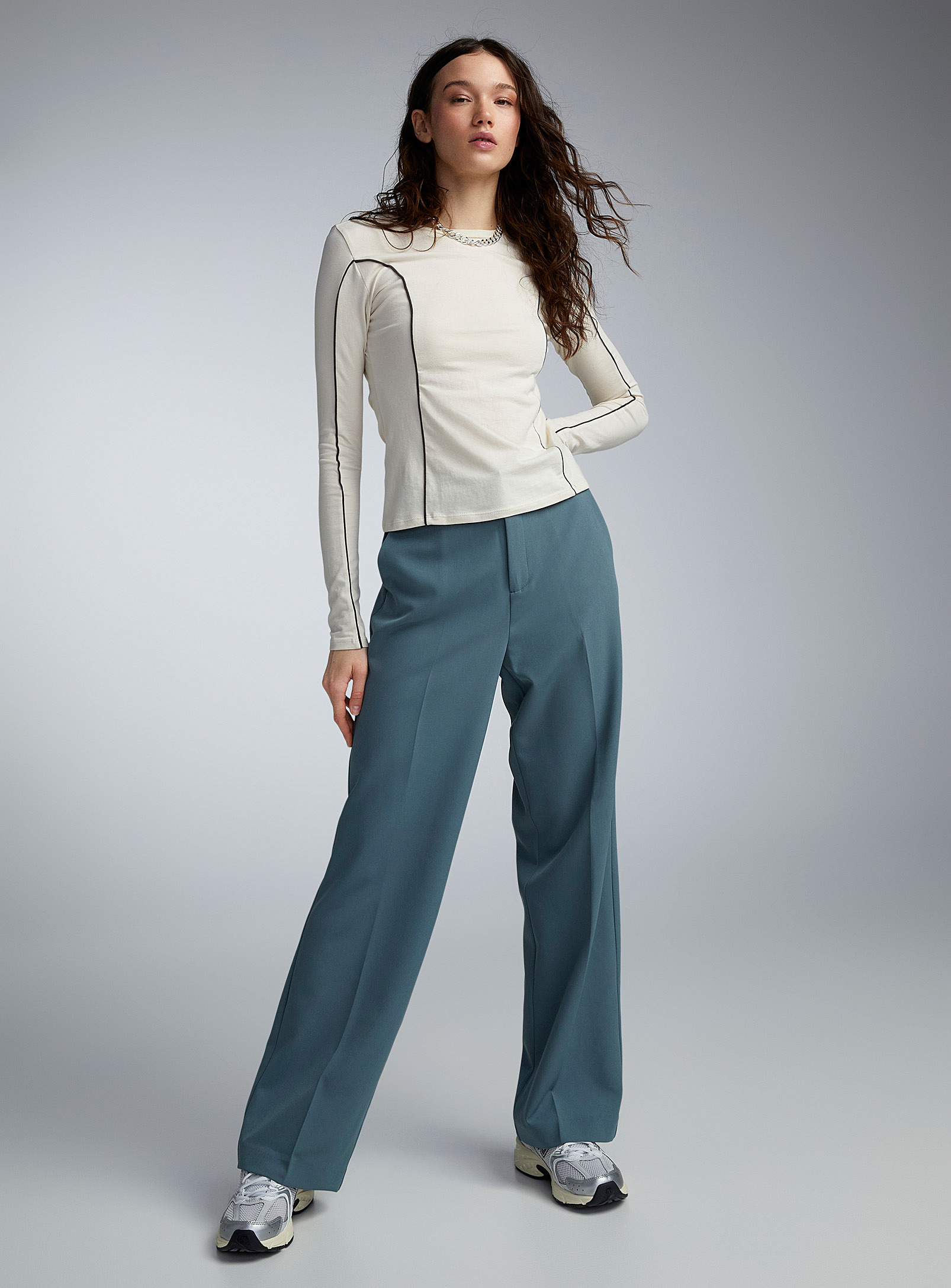 Only Straight-leg Dress Pant In Baby Blue