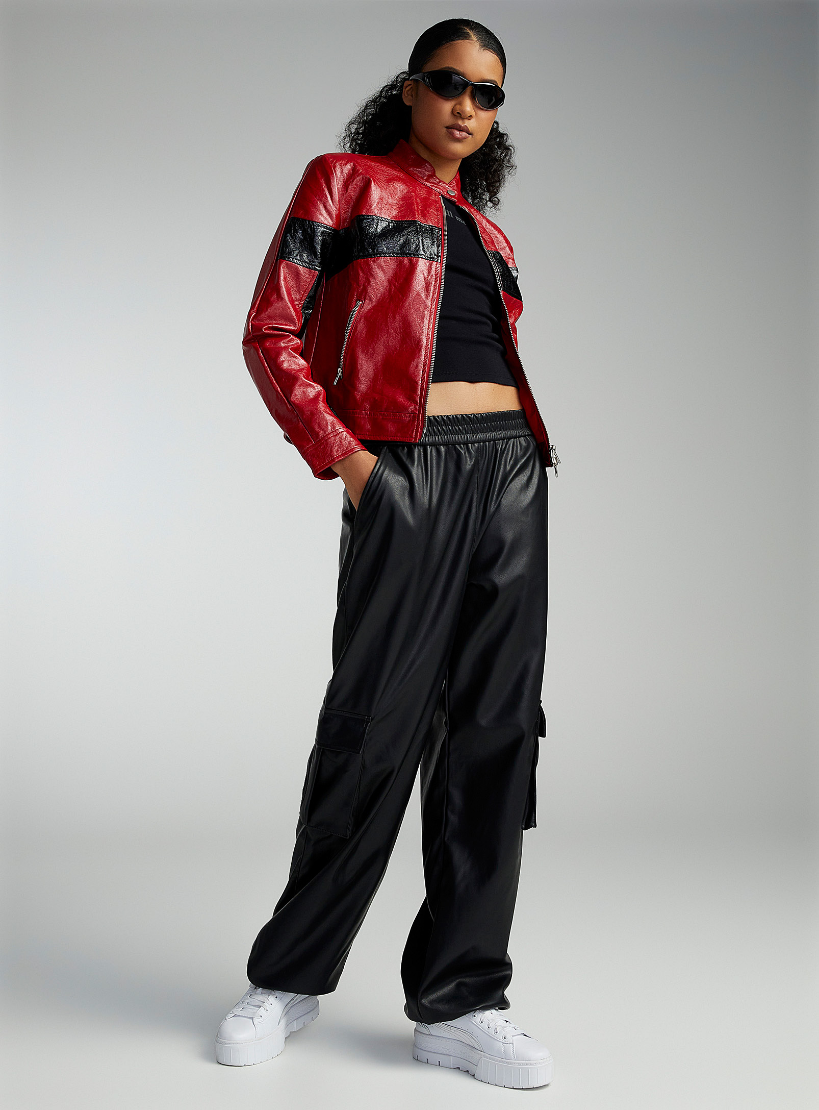 AFRM - Women's Faux-leather fitted cargo pant