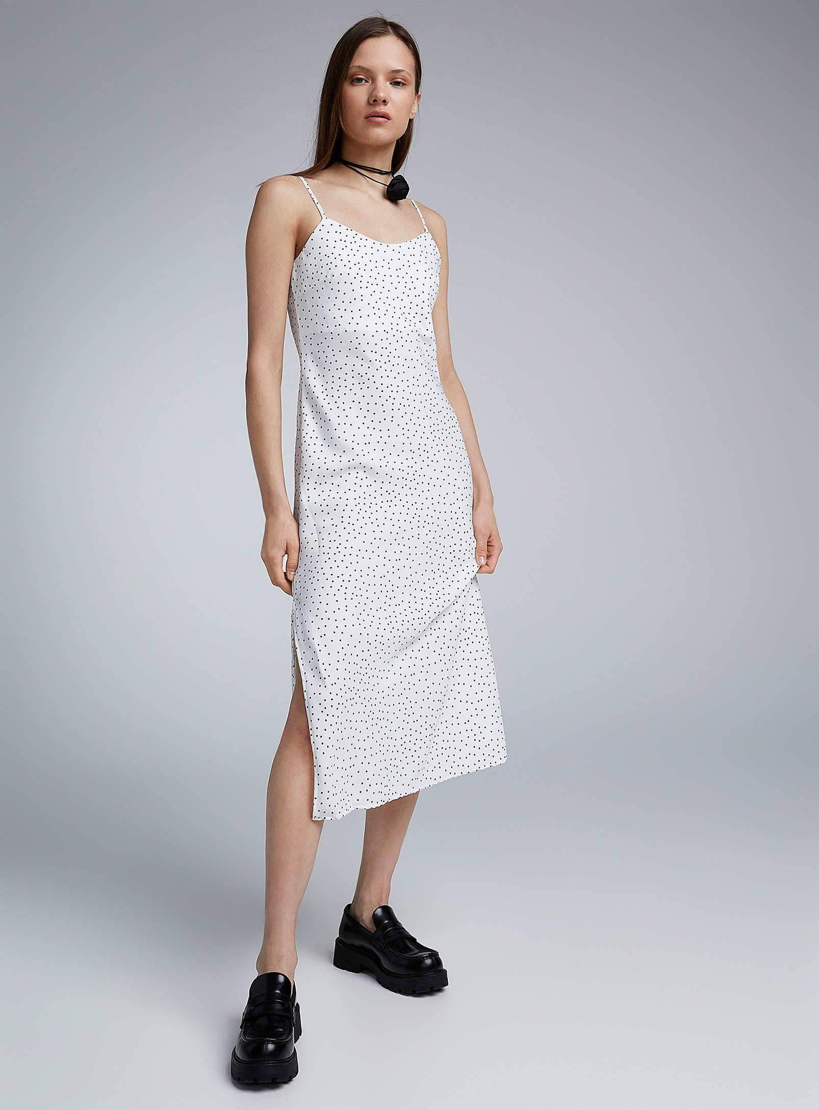 Only Polka Dot Crepe Dress In Black And White