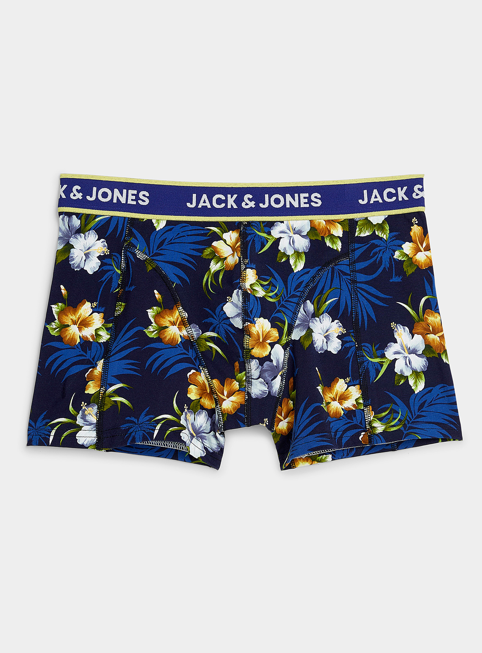 Jack & Jones Tropical Trunk In Patterned Blue