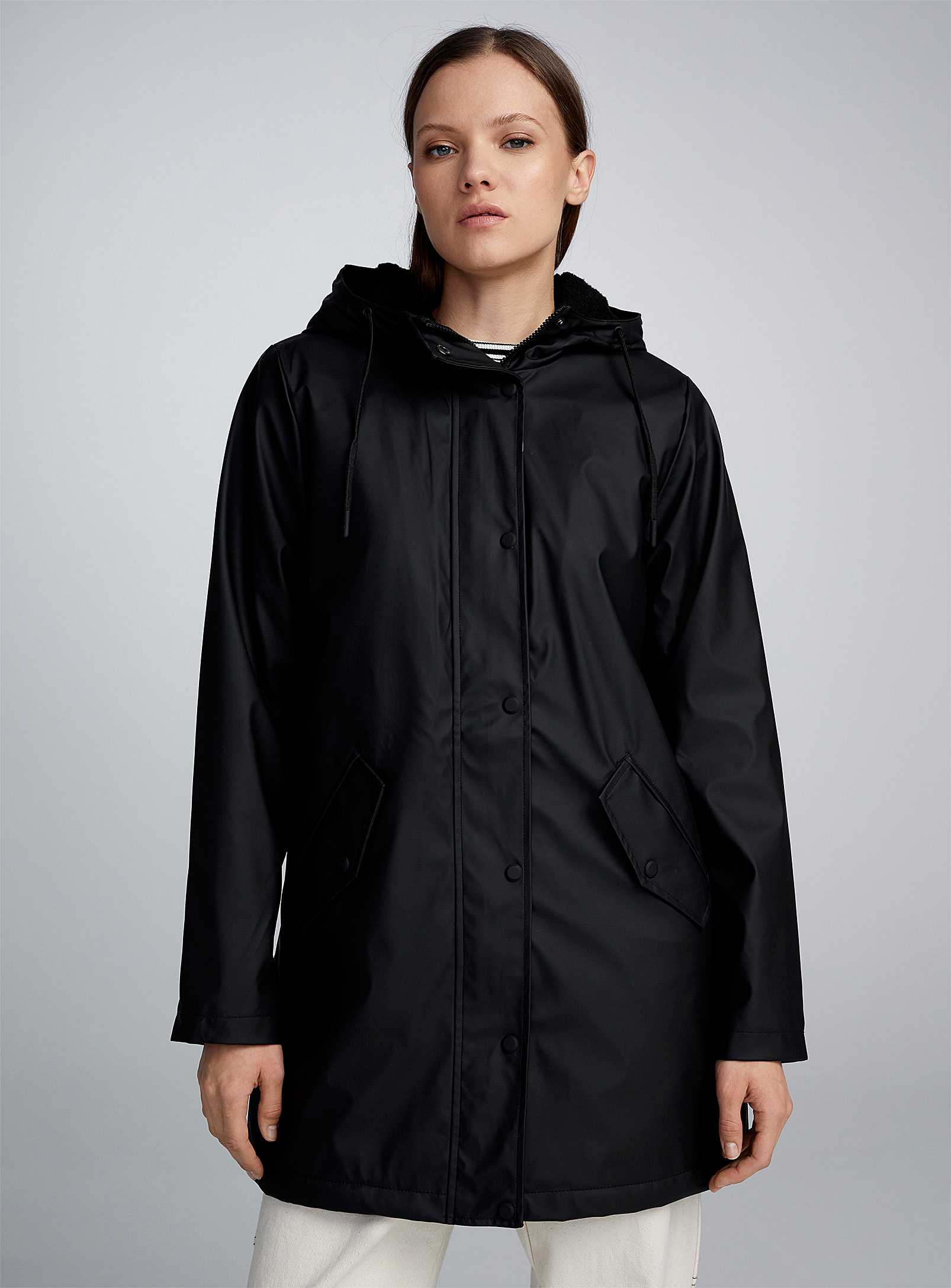 Only Sherpa Sally Lining Raincoat In Black