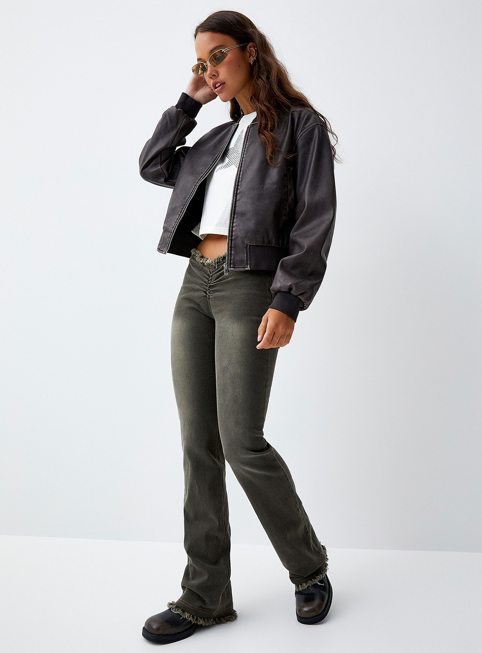 Only - Women's Faded faux-leather jacket