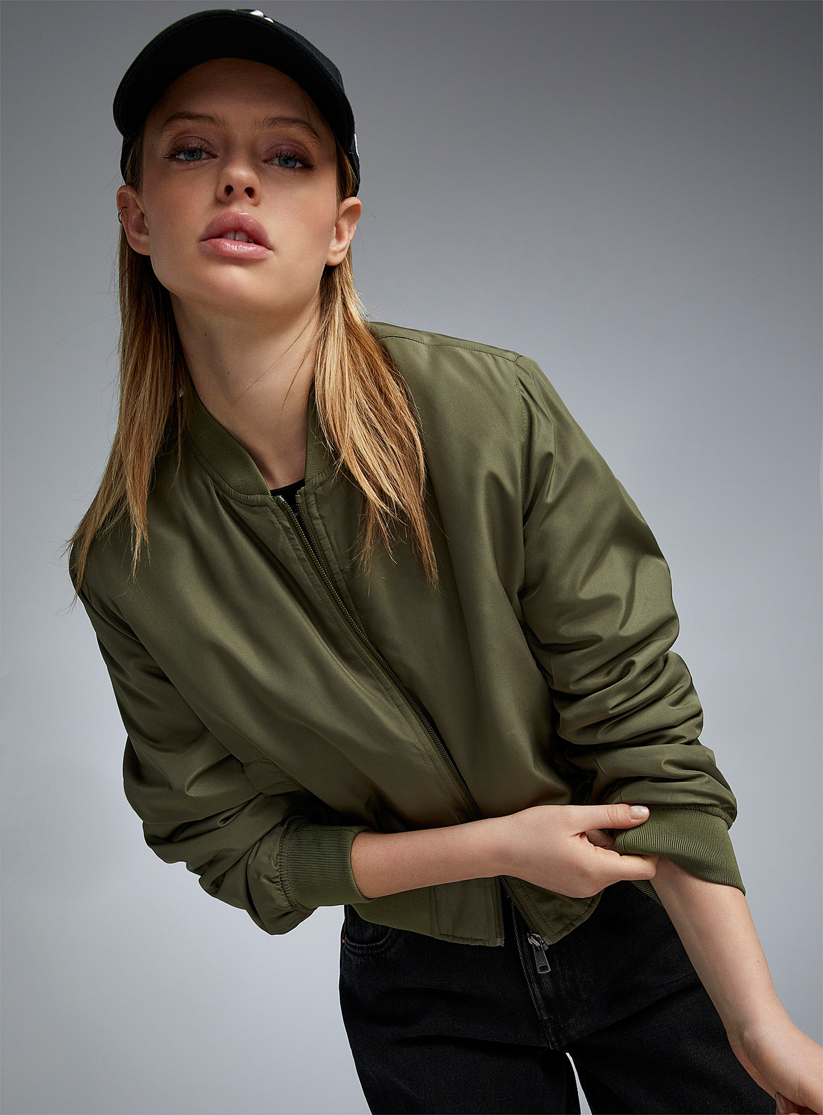 Only Glossy Fabric Cropped Jacket In Green