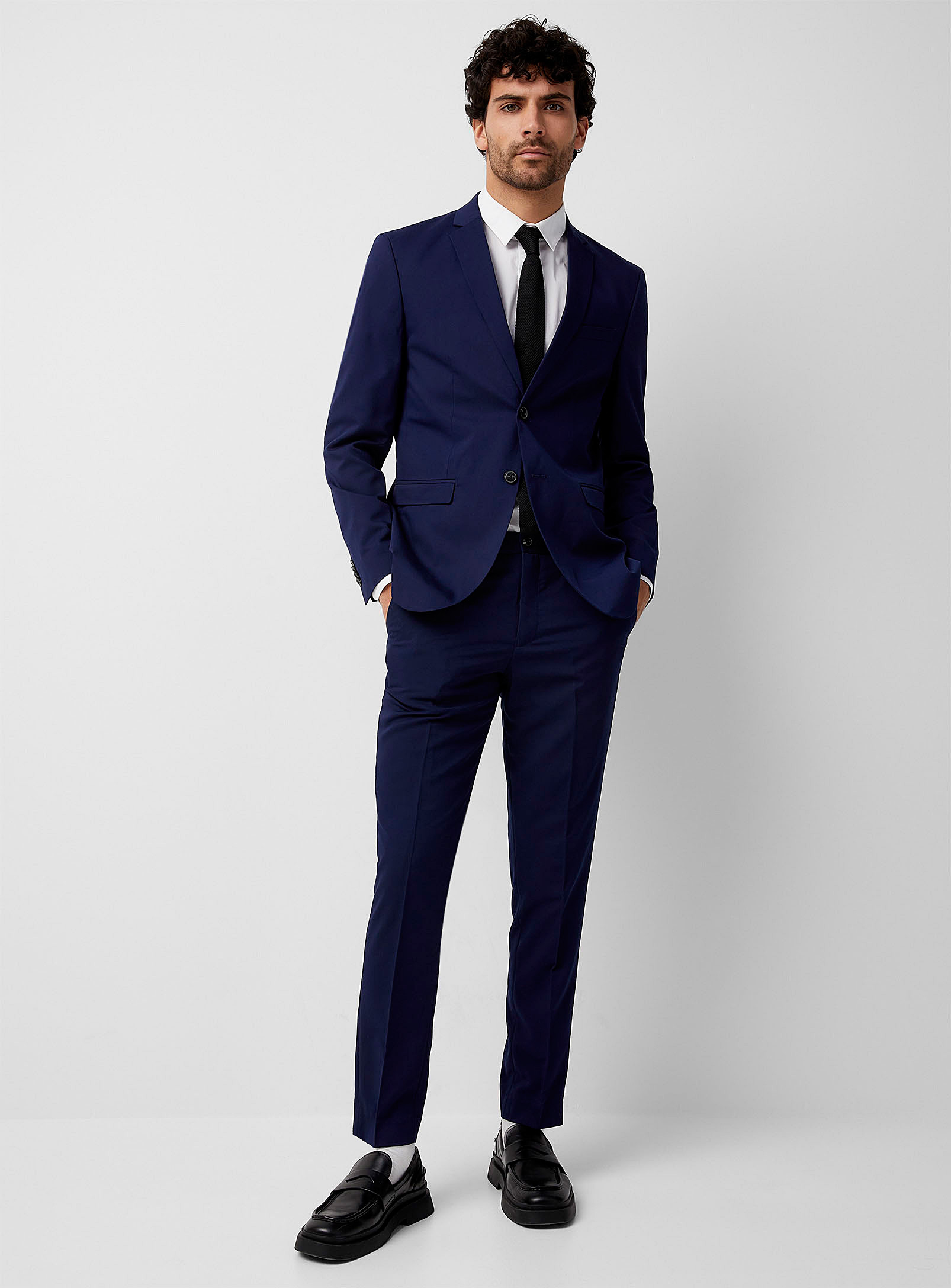 Jack & Jones Structured Twill Solid Suit Slim Fit In Blue