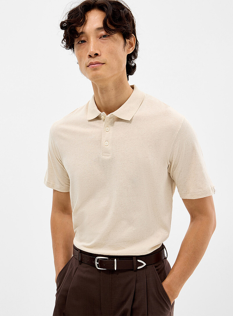 Linen-Blend Jersey Polo