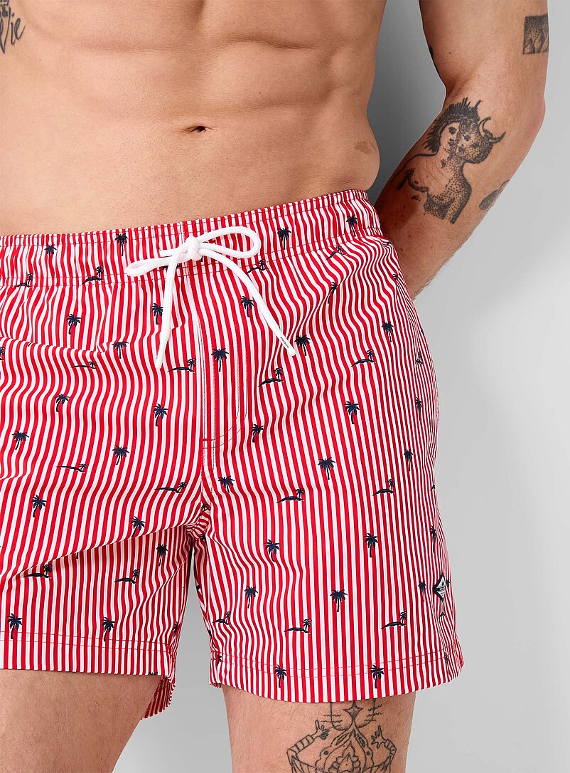 Mini pattern and twin-stripe swim trunk product image 2