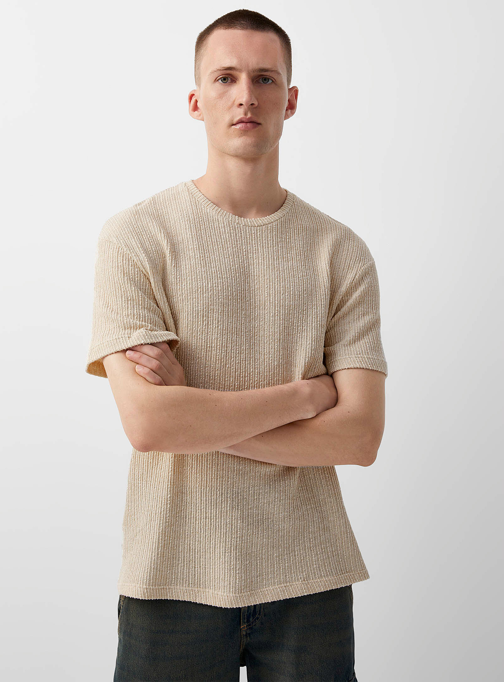 Jack & Jones - Men's Textured heathered knit T-shirt