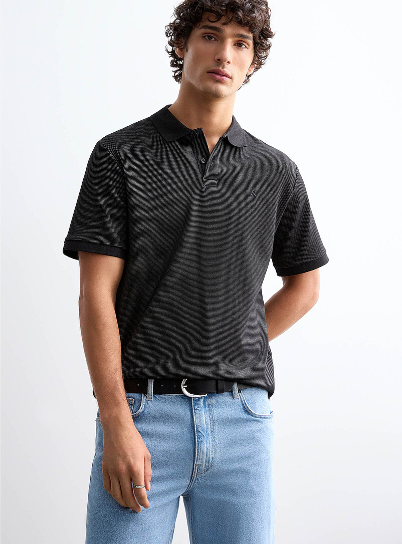 Two-tone piqué polo product image (primary)