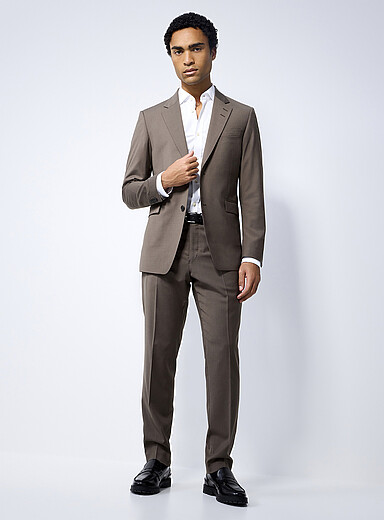 Wool-blend taupe suit <b>Slim fit</b>