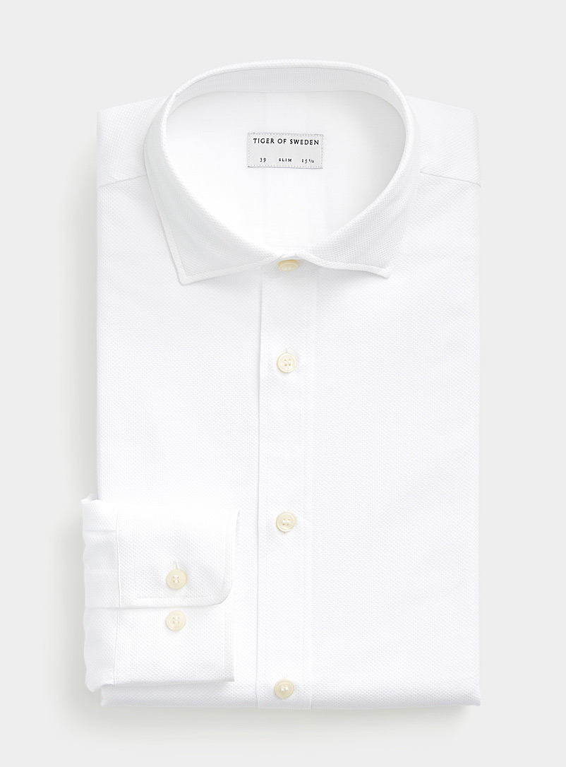 Tiger of Sweden: La chemise blanche gaufrée Coupe ajustée Blanc pour homme