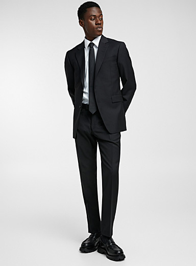 Le pantalon microjacquard pure laine <b>Coupe &eacute;troite</b>