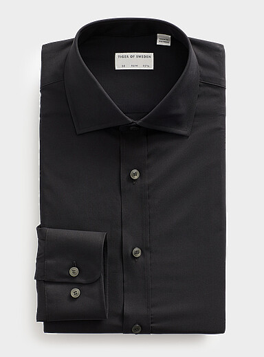 Stretch twill solid shirt <b>Slim fit</b>